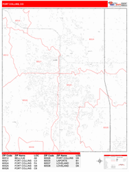 Fort Collins Zip Code Wall Map