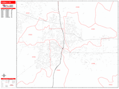 Pueblo Zip Code Wall Map