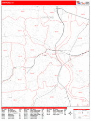 Hartford Zip Code Wall Map