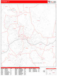 Waterbury Zip Code Wall Map