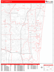 Fort Lauderdale Zip Code Wall Map