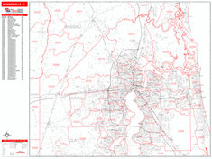 Jacksonville Zip Code Wall Map