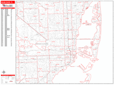 Miami Zip Code Wall Map