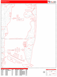 Miami Beach Zip Code Wall Map