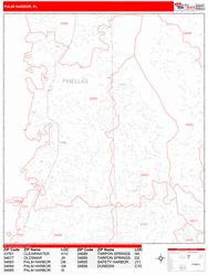 Palm Harbor Zip Code Wall Map