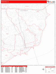 Pensacola Zip Code Wall Map