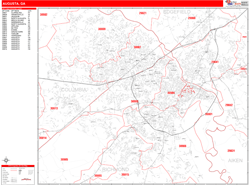 Augusta Zip Code Wall Map