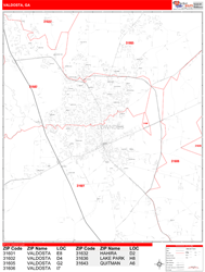 Valdosta Zip Code Wall Map