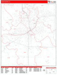 Cedar Rapids Zip Code Wall Map