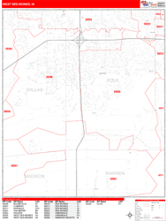 West Des Moines Zip Code Wall Map