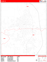 Kokomo Zip Code Wall Map