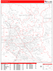 Baton Rouge Zip Code Wall Map