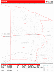 Kenner Zip Code Wall Map