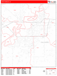 Lake Charles Zip Code Wall Map