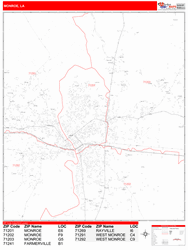 Monroe Zip Code Wall Map