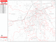 Shreveport Zip Code Wall Map