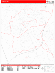 Lawrence Zip Code Wall Map