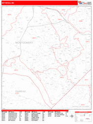 Bethesda Zip Code Wall Map