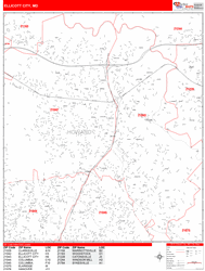 Ellicott City Zip Code Wall Map