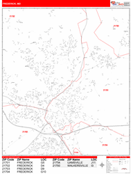 Frederick Zip Code Wall Map