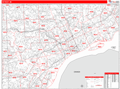 Detroit Zip Code Wall Map