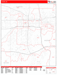 Lansing Zip Code Wall Map