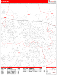 St. Peters Zip Code Wall Map