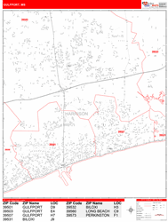 Gulfport Zip Code Wall Map