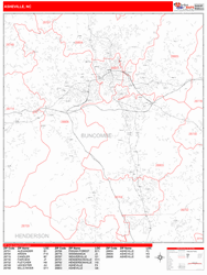 Asheville Zip Code Wall Map