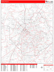 Charlotte Zip Code Wall Map