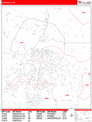 Greenville Zip Code Wall Map