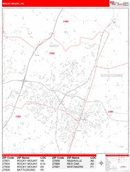 Rocky Mount Zip Code Wall Map