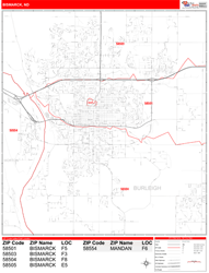 Bismarck Zip Code Wall Map