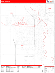 Grand Forks Zip Code Wall Map