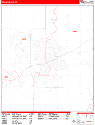 Grand Island Zip Code Wall Map