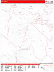 Vineland Zip Code Wall Map