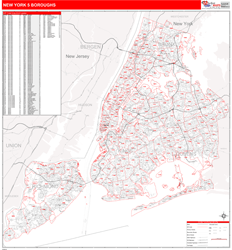 New York 5 Boroughs Wall Map