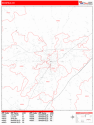 Mansfield Zip Code Wall Map