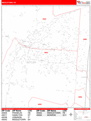 Middletown Zip Code Wall Map