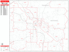 Youngstown Zip Code Wall Map