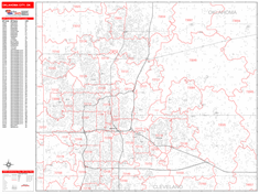 Oklahoma City Zip Code Wall Map