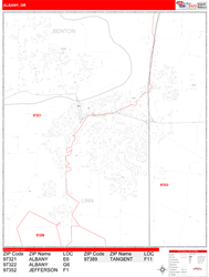 Albany Zip Code Wall Map