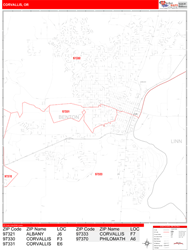 Corvallis Zip Code Wall Map