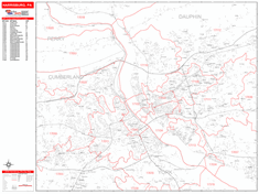 Harrisburg Zip Code Wall Map