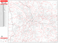 Pittsburgh Zip Code Wall Map