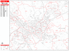 Columbia Zip Code Wall Map