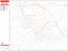 Clarksville Zip Code Wall Map