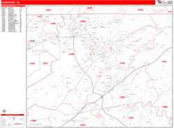 Kingsport Zip Code Wall Map