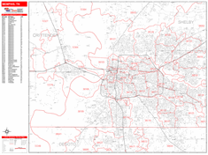 Memphis Zip Code Wall Map