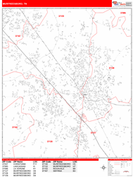 Murfreesboro Zip Code Wall Map